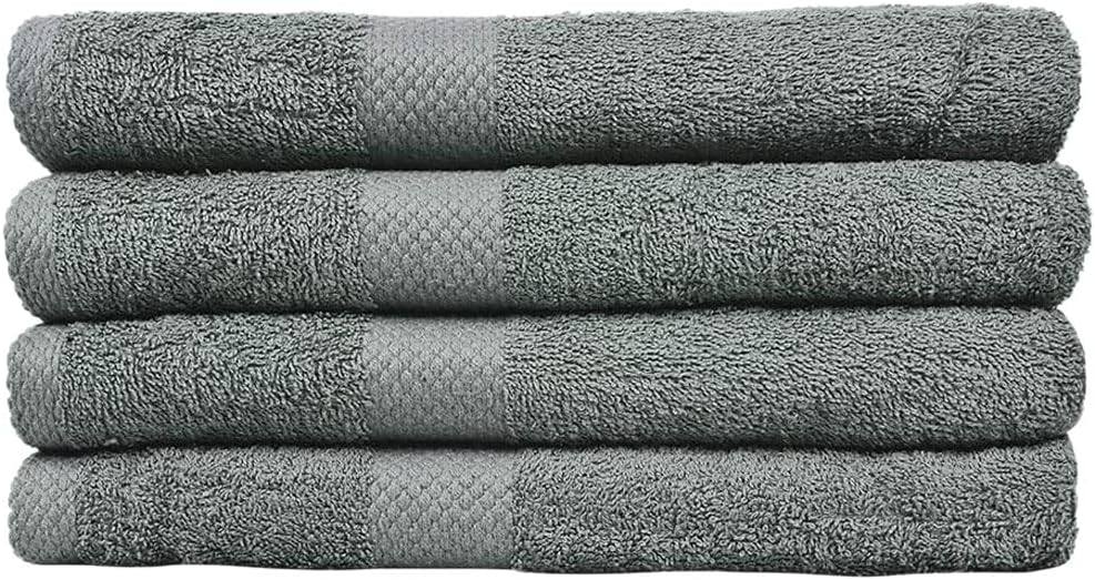 Luxury 100% Cotton Bath Towels - Pack of 4, Extra Soft & Fluffy, Quick Dry  & Highly Absorbent, Hotel Quality, Shower Towel Set, Gray - 27 x 54 