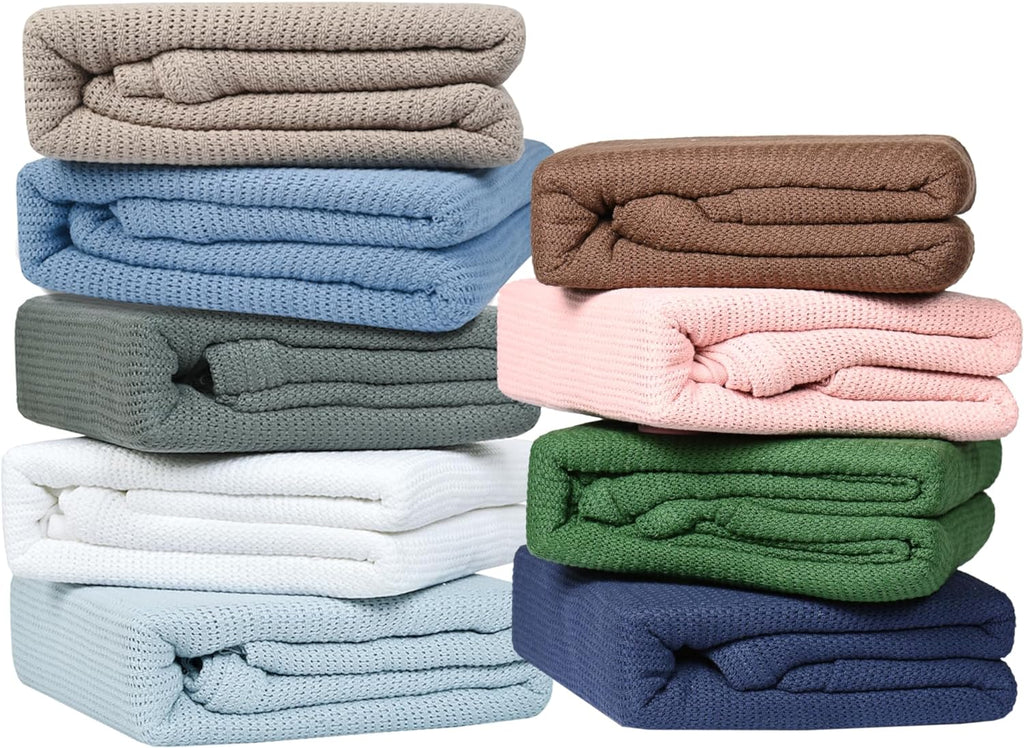 Linteum Textile Supply Leno Weave Blanket, 100% Cotton, Lightweight, Warm, Extra-Fluffy, Premium and Durable Soft & Cozy Bed Blanket for Bed, Couch, Sofa Throw for All Season