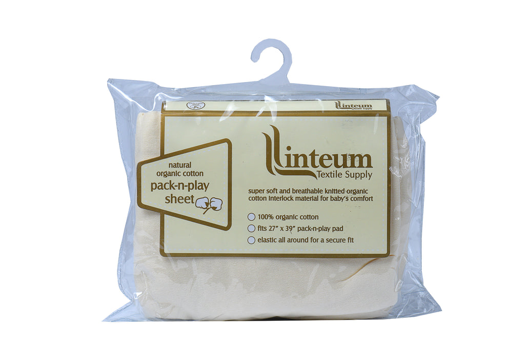 Linteum Textile (27x39 in, Beige) 100 % Natural Organic Cotton Crib Sheet for Pack-N-Play Pads