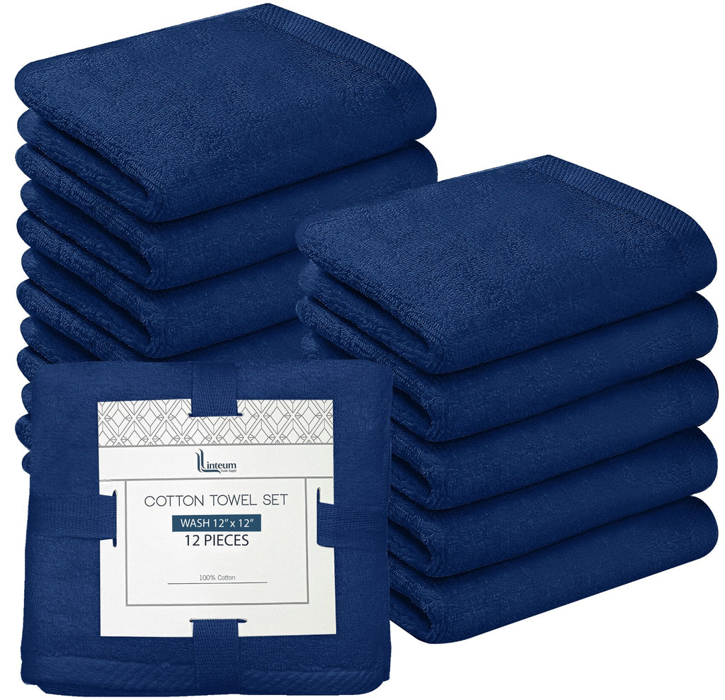 POLYTE Premium Lint Free Microfiber Washcloth Face Towel, 13 x 13 in, Set  of 6 (Blue)