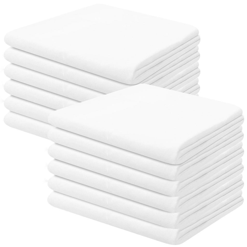 Linteum Textile 20x30 White Poly/Cotton Pillowcases Set–Queen/Standard Size, T-180 Quality, Soft, Wrinkle-Free, Shrink-Resistant Pillowcase Cover–for Hotels, Spa, Home, Dorms and Hospitals