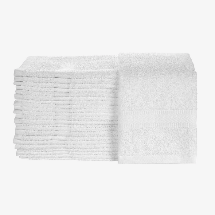 Living Fashions Bar Mop Kitchen Bathroom Cleaning Towels, Set of 6, Size 16” x 19”, First Quality, 100% Cotton, Brilliant White Color, Machine W