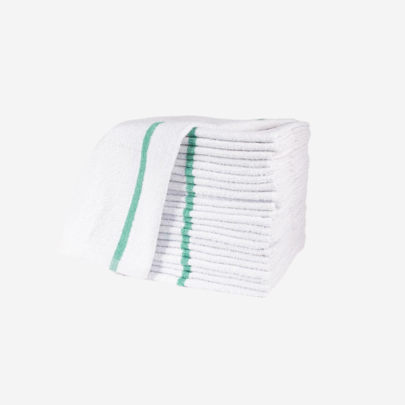 16x19 in. Terry Cotton Bar Mops White w/Green Stripe – Linteum Textile  Supply