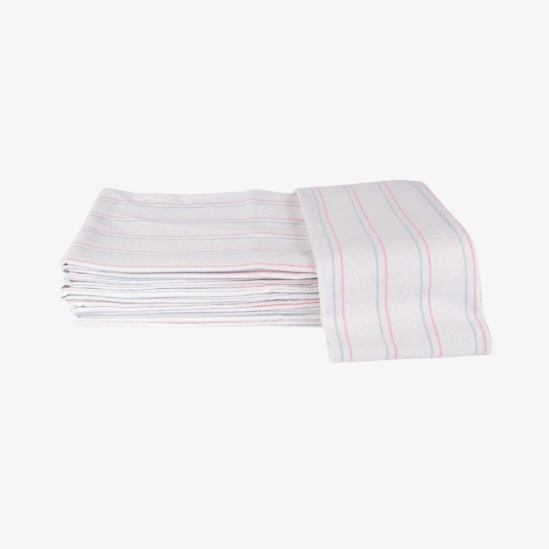 Linteum Textile 36x36 in Receiving Hospital Baby Blankets, White w/Light Blue & Light Pink Stripes