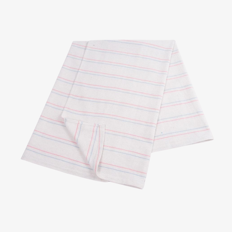Linteum Textile 36x36 in Receiving Hospital Baby Blankets, White w/Light Blue & Light Pink Stripes