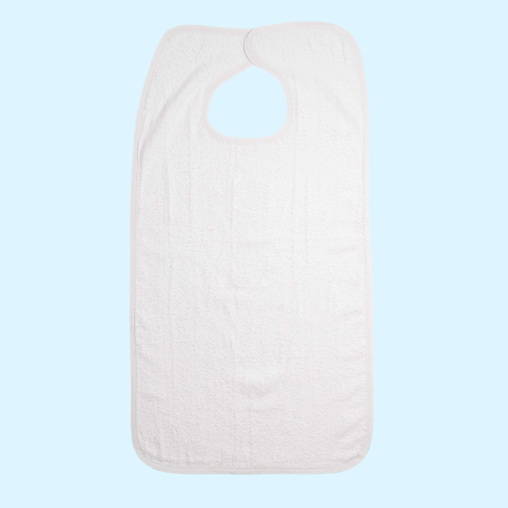 Linteum Textile 18x34 White Soft Terry ADULT BIBS with Velcro-Type Closure