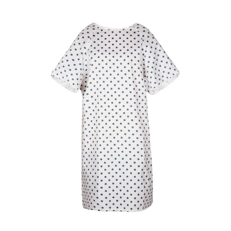 Hospital Patient Gown Blue Snowflakes - Polkadots White